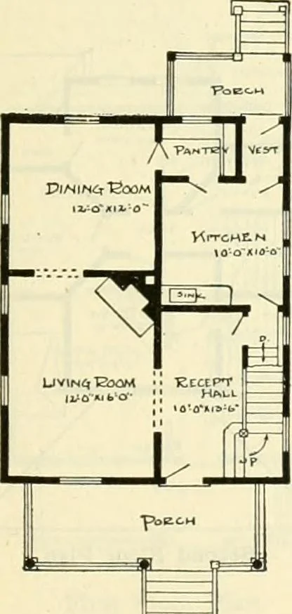 An illustration from Radford's combined house and barn plan book, 1908, leaf 104