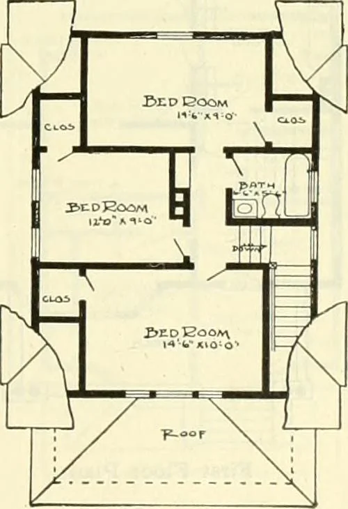 An illustration from Radford's combined house and barn plan book, 1908, leaf 104