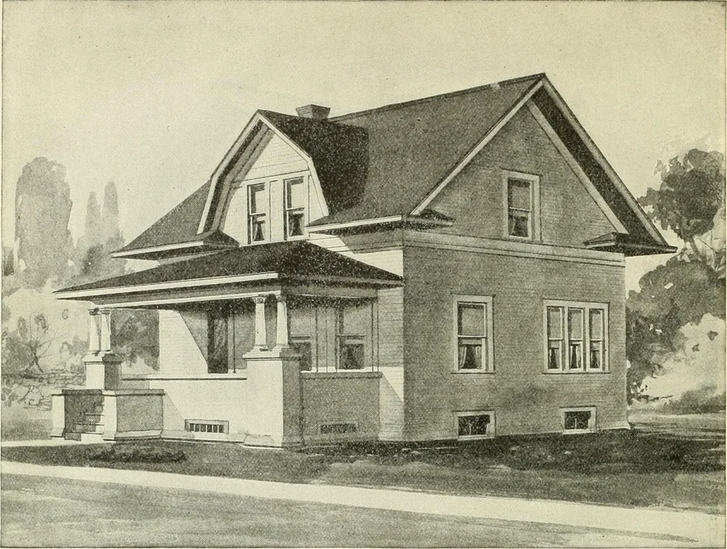 An illustration from Radford's combined house and barn plan book, 1908, leaf 105