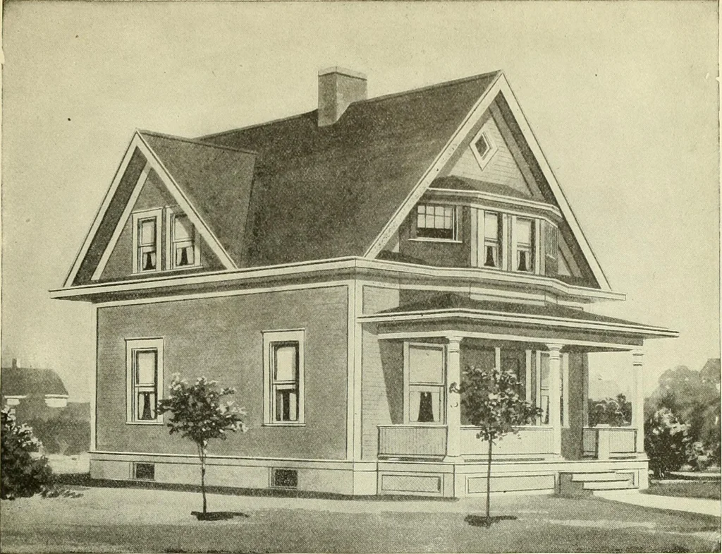 An illustration from Radford's combined house and barn plan book, 1908, leaf 106