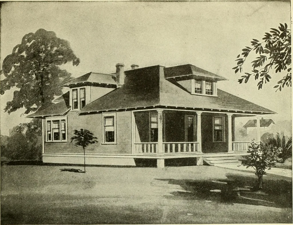 An illustration from Radford's combined house and barn plan book, 1908, leaf 108