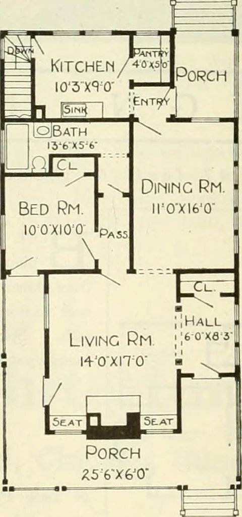 An illustration from Radford's combined house and barn plan book, 1908, leaf 13