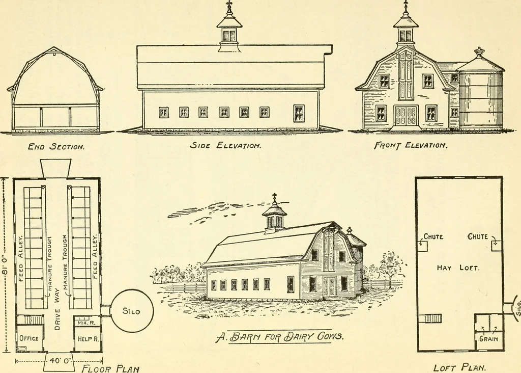 An illustration from Radford's combined house and barn plan book, 1908, leaf 136