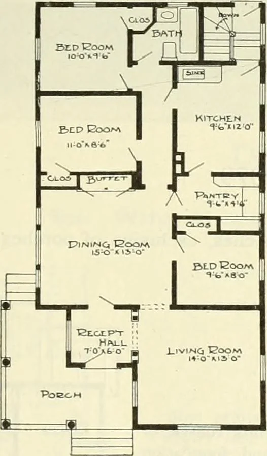 An illustration from Radford's combined house and barn plan book, 1908, leaf 14