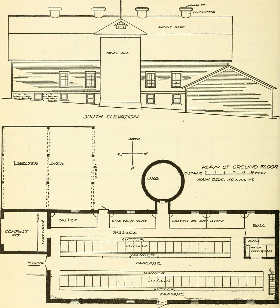 An illustration from Radford's combined house and barn plan book, 1908, leaf 145