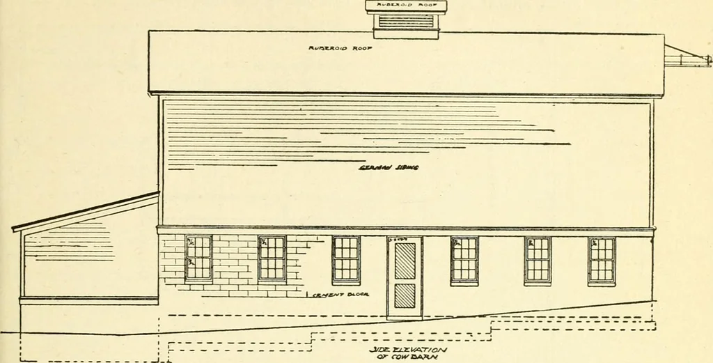 An illustration from Radford's combined house and barn plan book, 1908, leaf 150