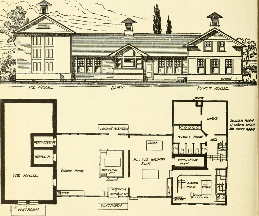 An illustration from Radford's combined house and barn plan book, 1908, leaf 153