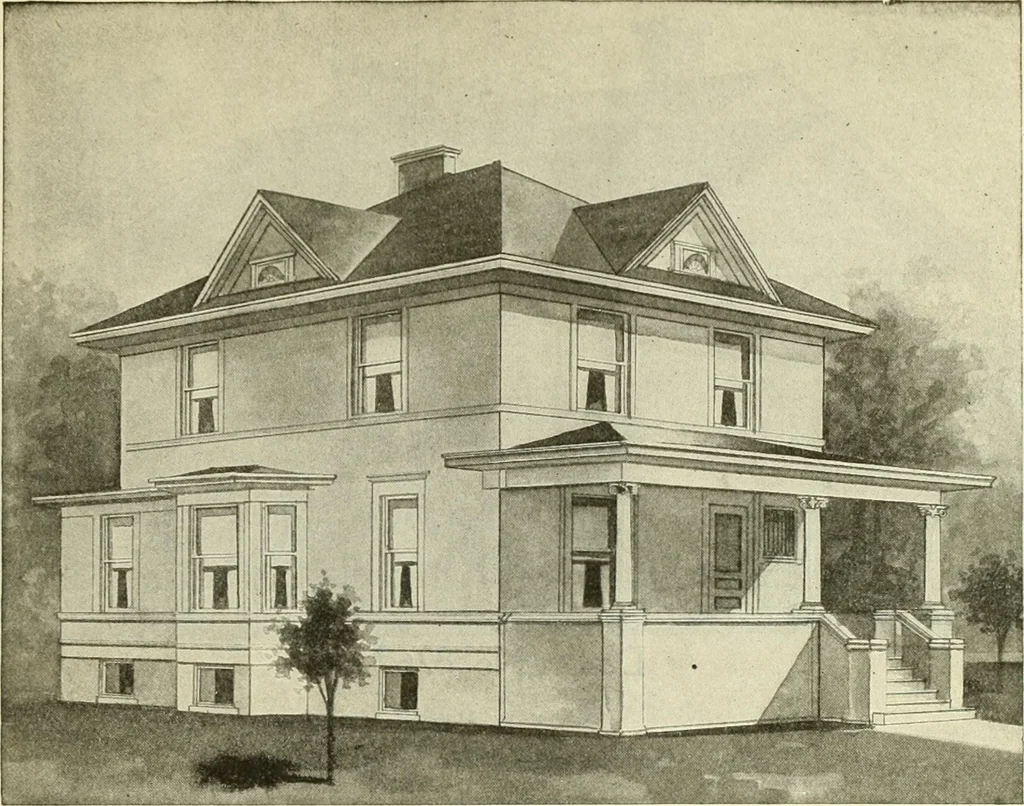 An illustration from Radford's combined house and barn plan book, 1908, leaf 16