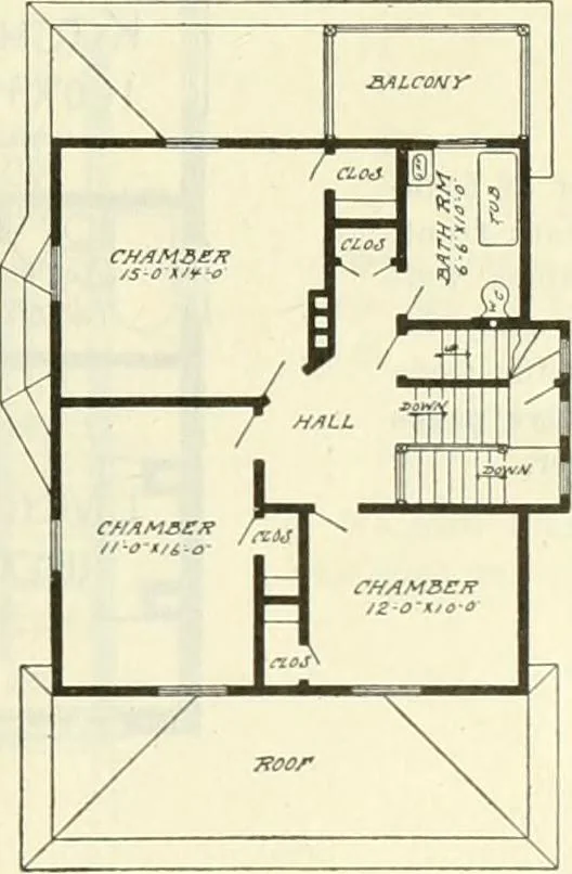 An illustration from Radford's combined house and barn plan book, 1908, leaf 16