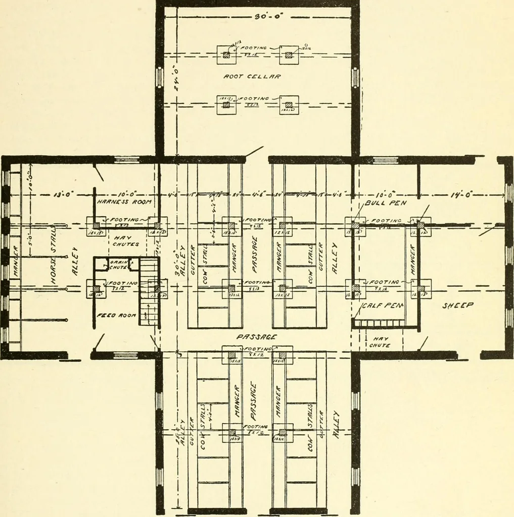 An illustration from Radford's combined house and barn plan book, 1908, leaf 168