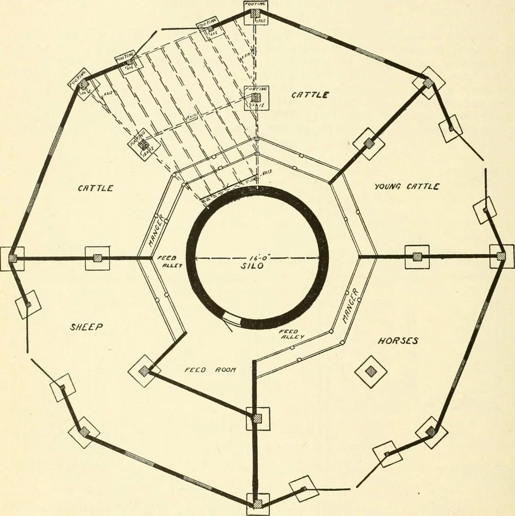 An illustration from Radford's combined house and barn plan book, 1908, leaf 175