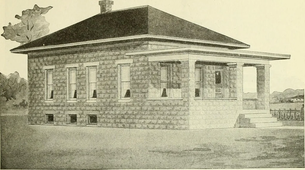 An illustration from Radford's combined house and barn plan book, 1908, leaf 18