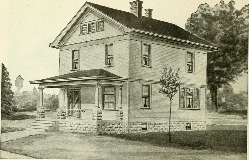 An illustration from Radford's combined house and barn plan book, 1908, leaf 21