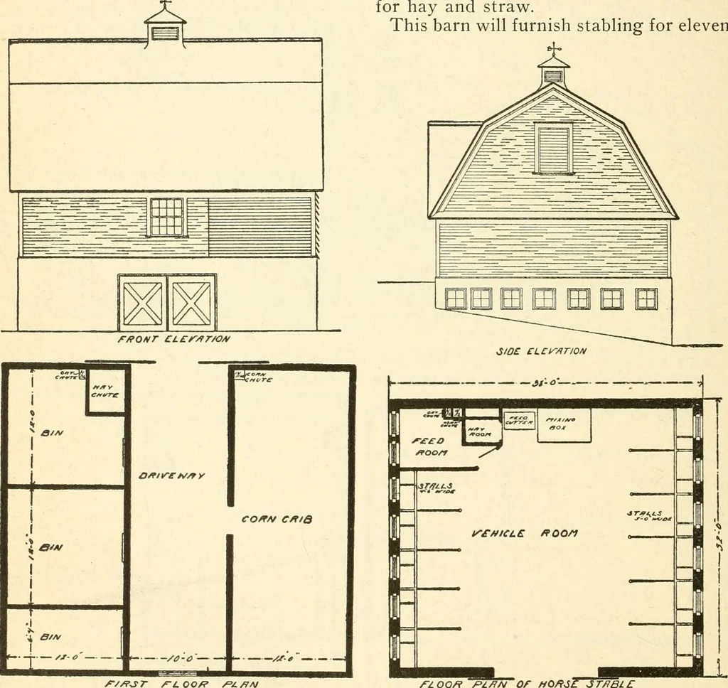 An illustration from Radford's combined house and barn plan book, 1908, leaf 211