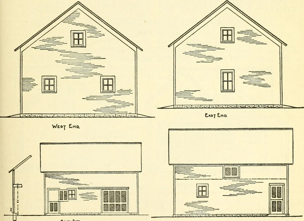 An illustration from Radford's combined house and barn plan book, 1908, leaf 212