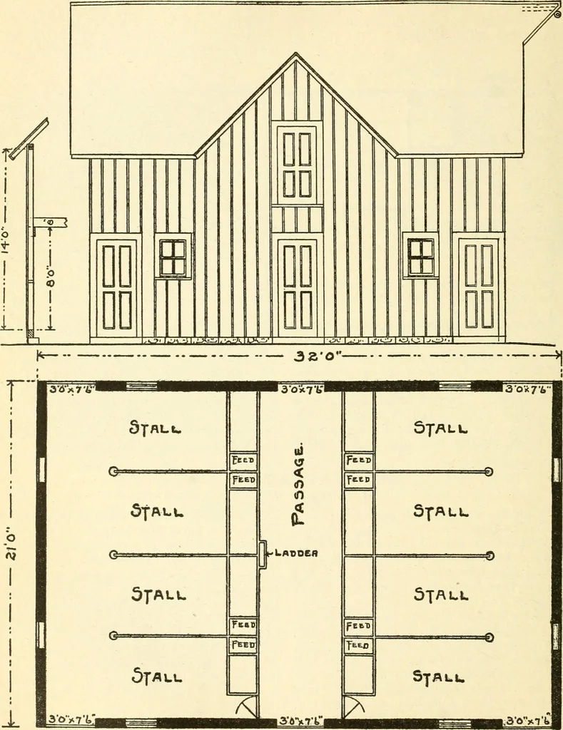 An illustration from Radford's combined house and barn plan book, 1908, leaf 217