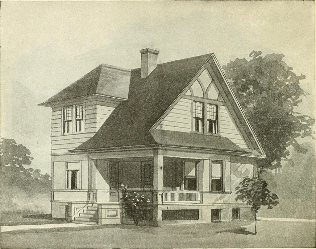 An illustration from Radford's combined house and barn plan book, 1908, leaf 27