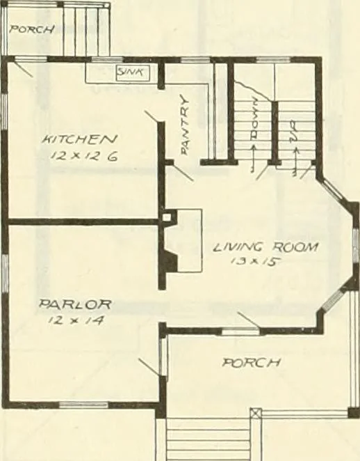 An illustration from Radford's combined house and barn plan book, 1908, leaf 27