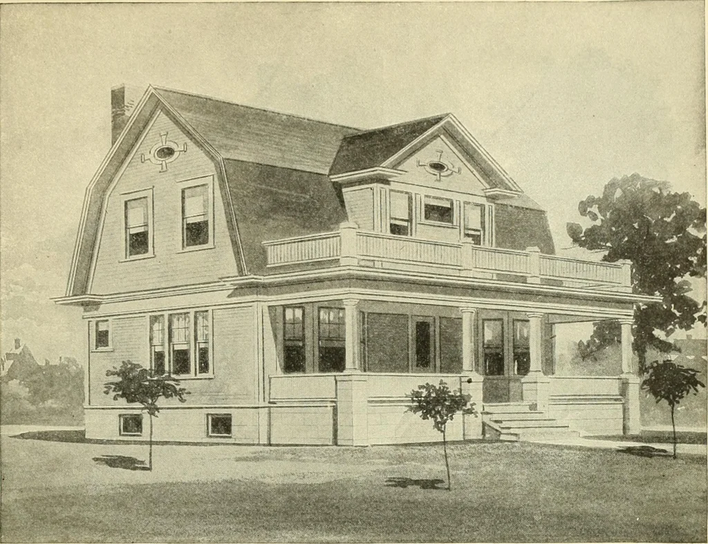 An illustration from Radford's combined house and barn plan book, 1908, leaf 36
