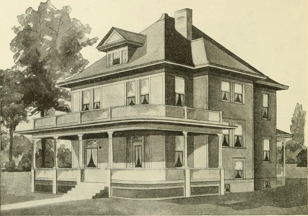 An illustration from Radford's combined house and barn plan book, 1908, leaf 37