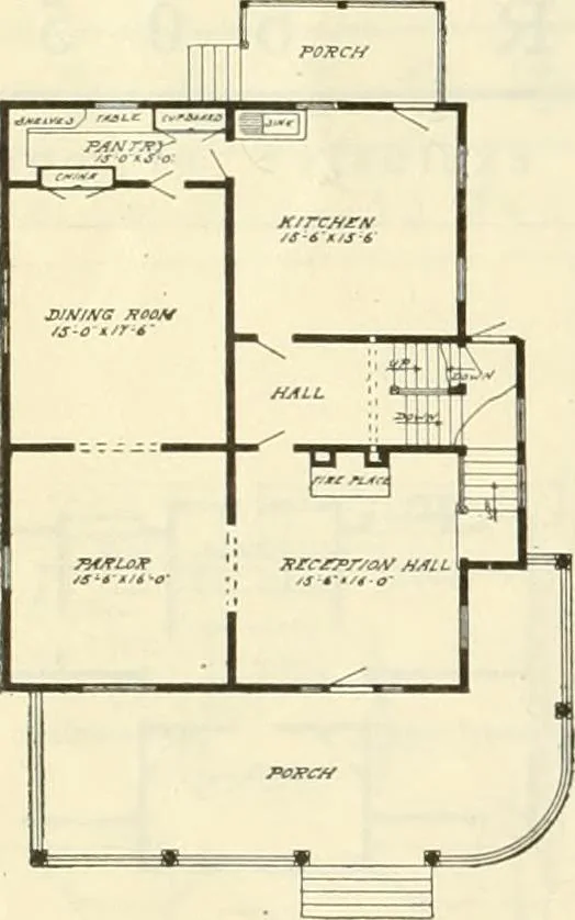 An illustration from Radford's combined house and barn plan book, 1908, leaf 37