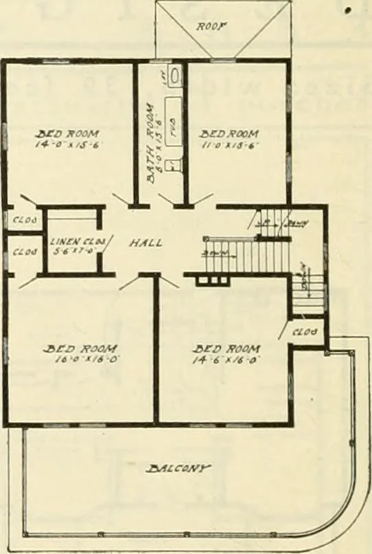 An illustration from Radford's combined house and barn plan book, 1908, leaf 37