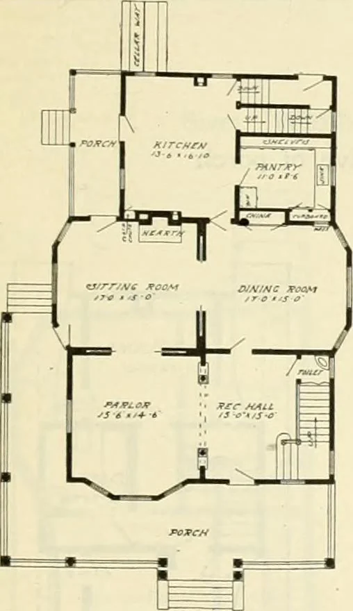 An illustration from Radford's combined house and barn plan book, 1908, leaf 38