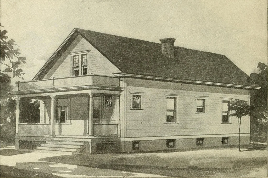 An illustration from Radford's combined house and barn plan book, 1908, leaf 43