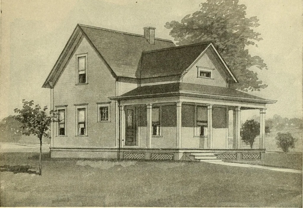 An illustration from Radford's combined house and barn plan book, 1908, leaf 44