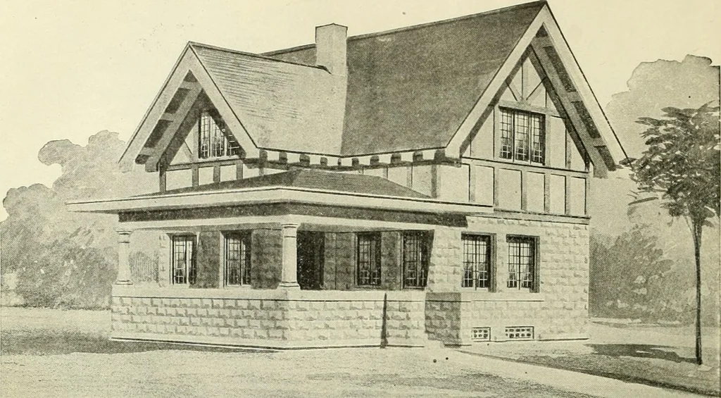 An illustration from Radford's combined house and barn plan book, 1908, leaf 45