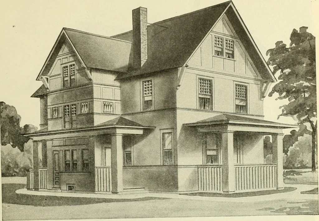 An illustration from Radford's combined house and barn plan book, 1908, leaf 48