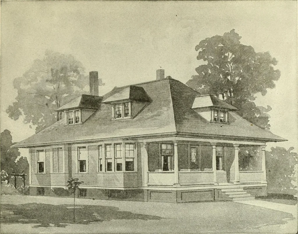 An illustration from Radford's combined house and barn plan book, 1908, leaf 52