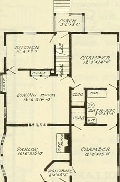 An illustration from Radford's combined house and barn plan book, 1908, leaf 52