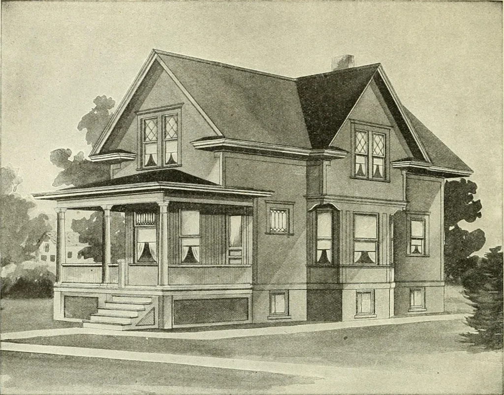 An illustration from Radford's combined house and barn plan book, 1908, leaf 53