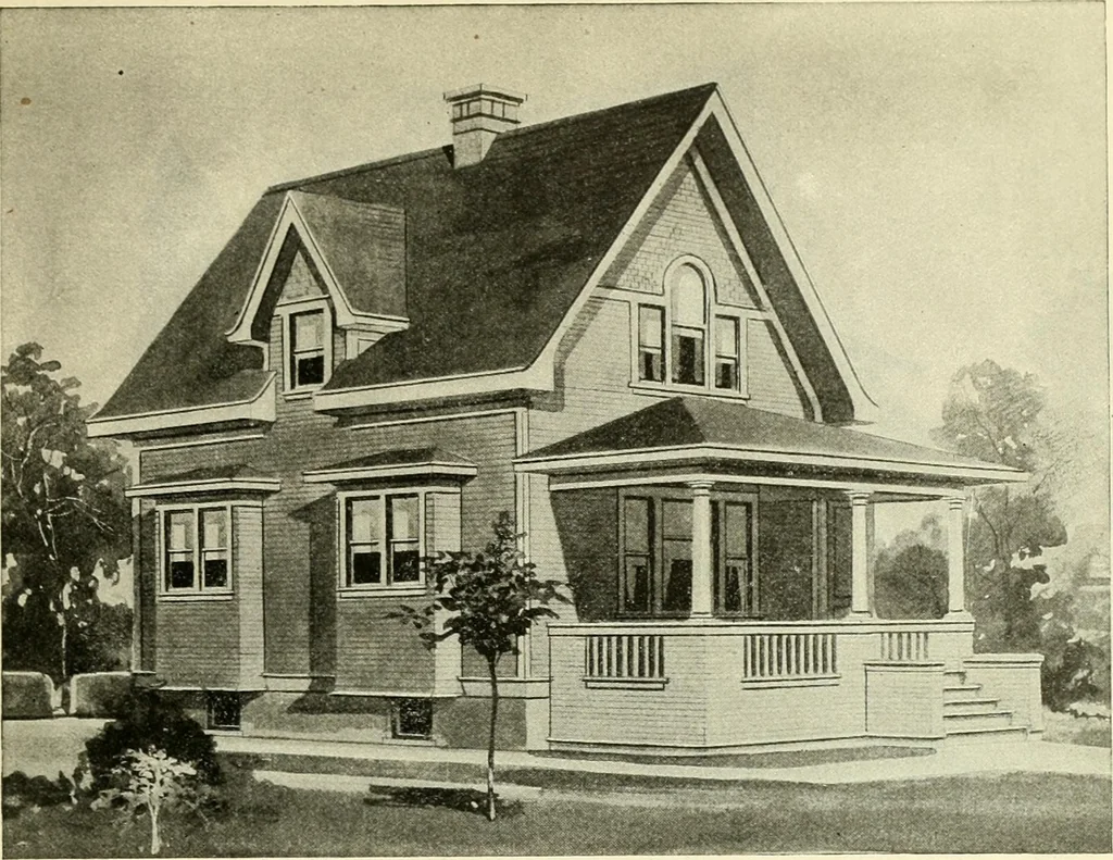 An illustration from Radford's combined house and barn plan book, 1908, leaf 54