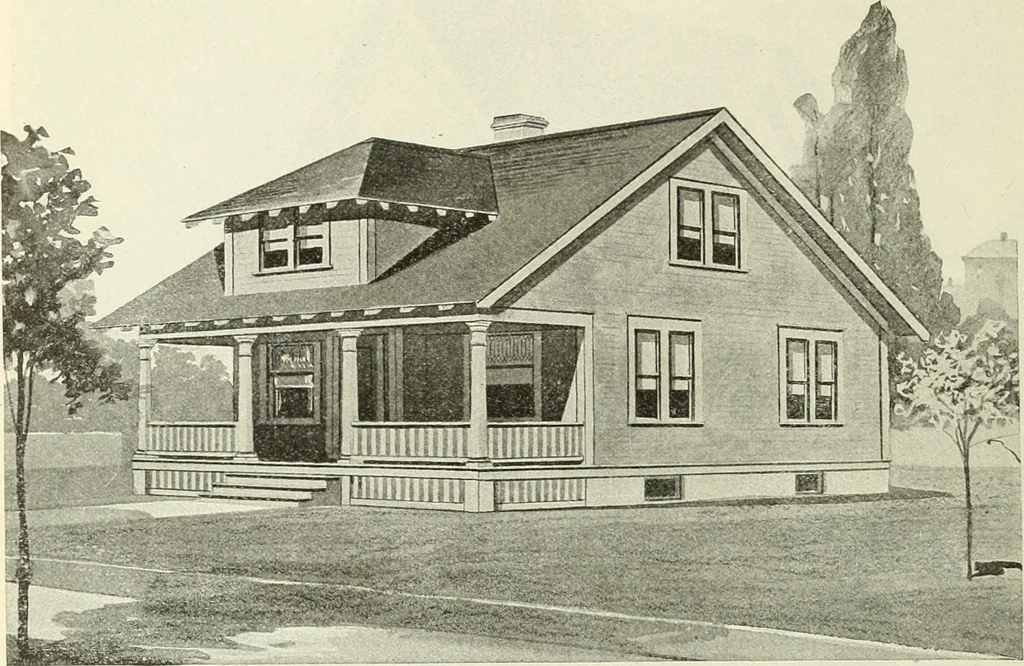 An illustration from Radford's combined house and barn plan book, 1908, leaf 55