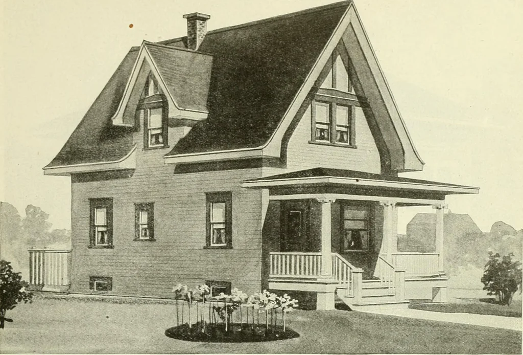An illustration from Radford's combined house and barn plan book, 1908, leaf 56