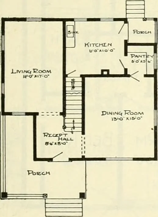 An illustration from Radford's combined house and barn plan book, 1908, leaf 58