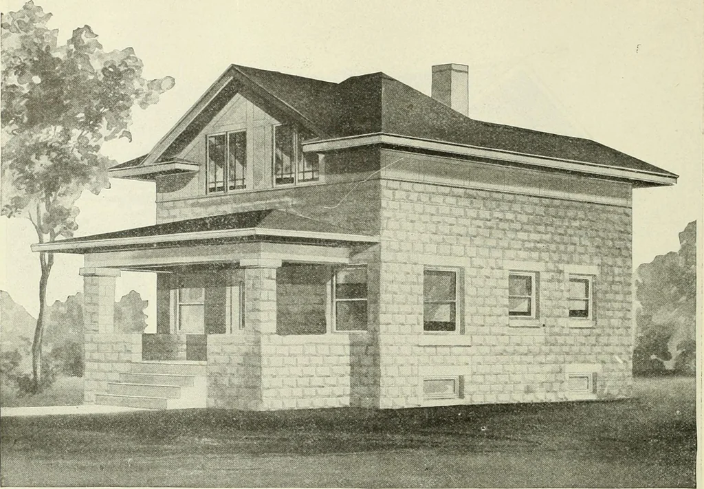 An illustration from Radford's combined house and barn plan book, 1908, leaf 59