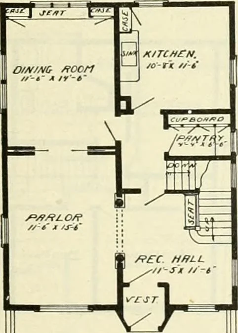 An illustration from Radford's combined house and barn plan book, 1908, leaf 62