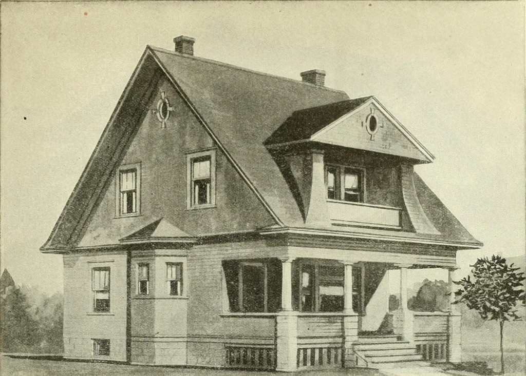An illustration from Radford's combined house and barn plan book, 1908, leaf 64