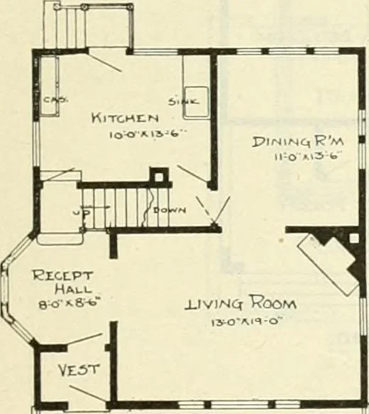 An illustration from Radford's combined house and barn plan book, 1908, leaf 64