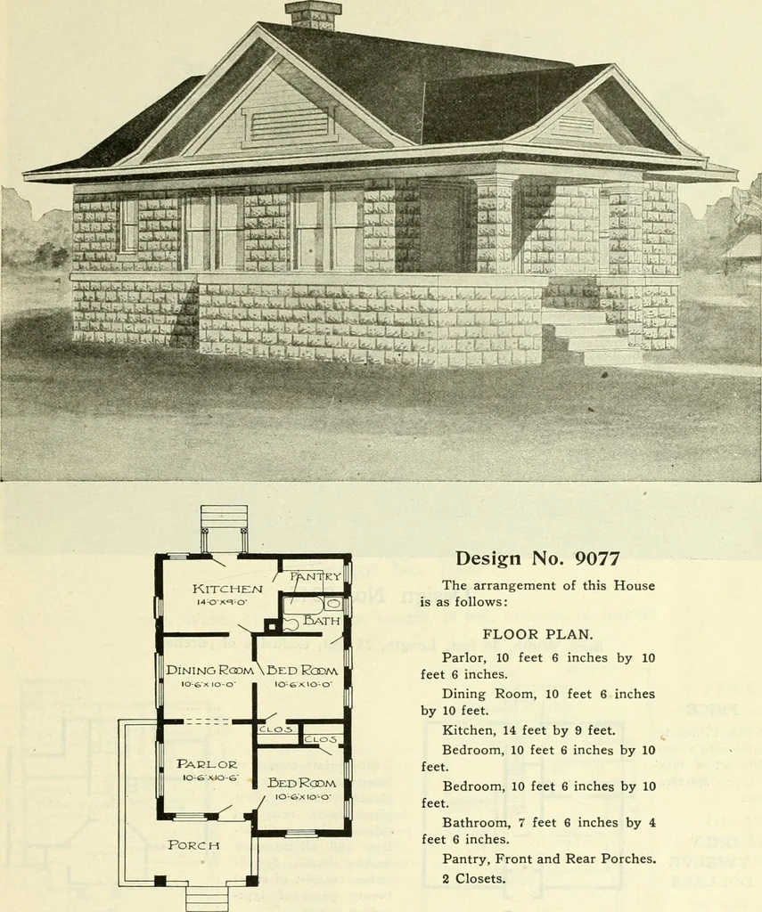 An illustration from Radford's combined house and barn plan book, 1908, leaf 66