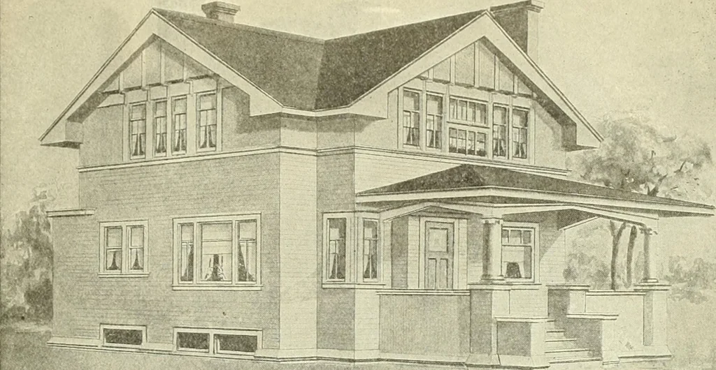 An illustration from Radford's combined house and barn plan book, 1908, leaf 68