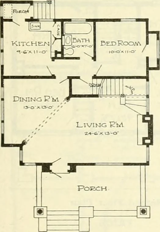 An illustration from Radford's combined house and barn plan book, 1908, leaf 68