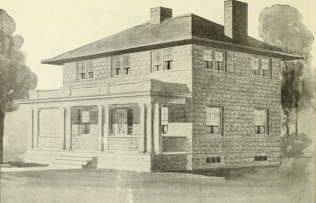 An illustration from Radford's combined house and barn plan book, 1908, leaf 69