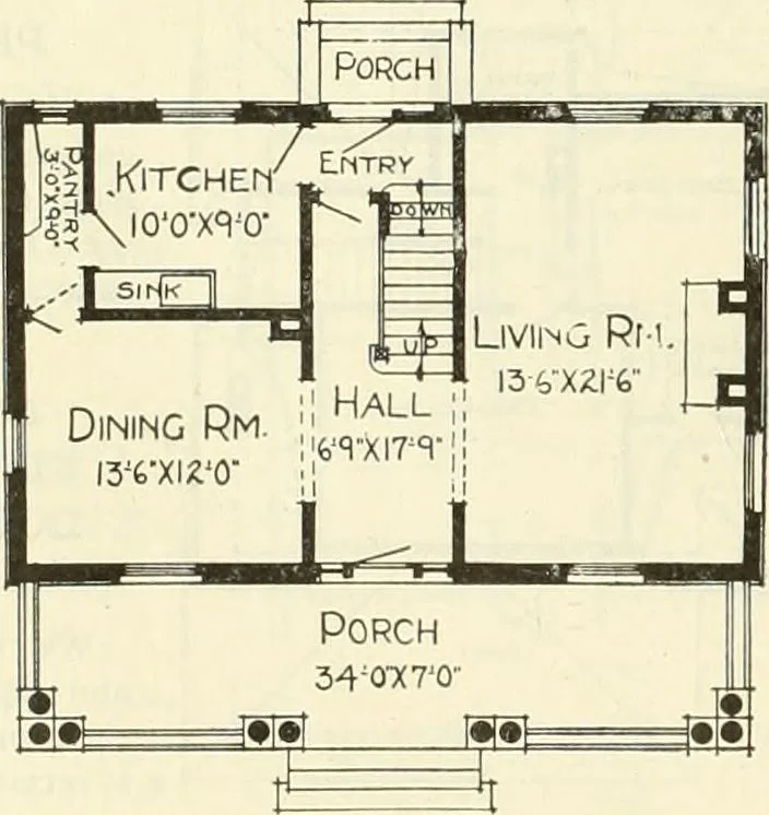 An illustration from Radford's combined house and barn plan book, 1908, leaf 69