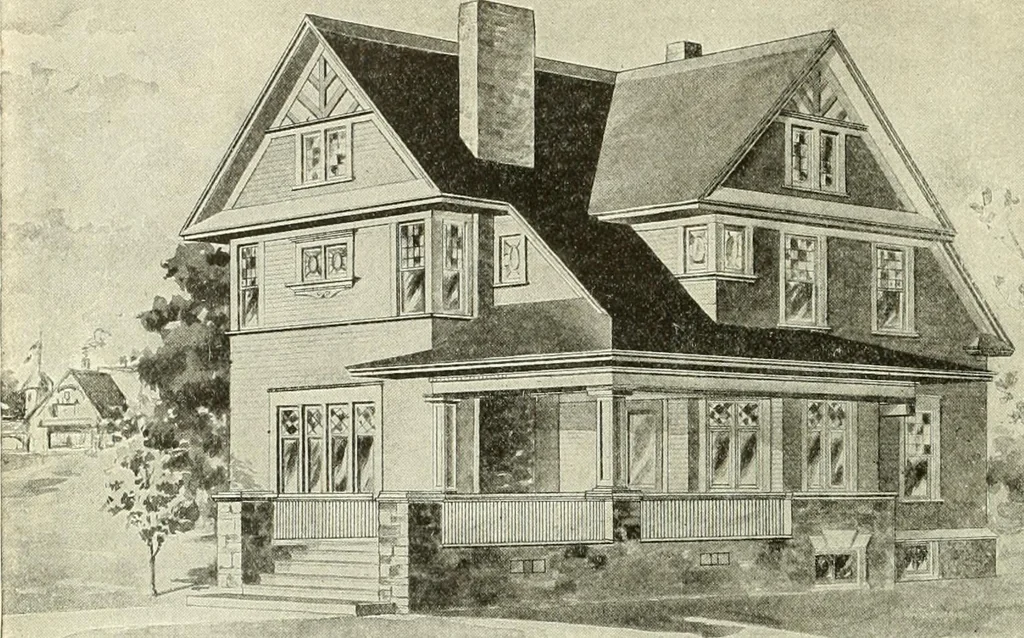 An illustration from Radford's combined house and barn plan book, 1908, leaf 71