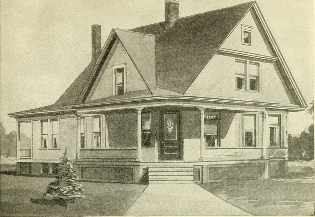 An illustration from Radford's combined house and barn plan book, 1908, leaf 72