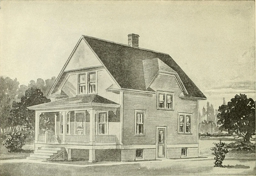 An illustration from Radford's combined house and barn plan book, 1908, leaf 73